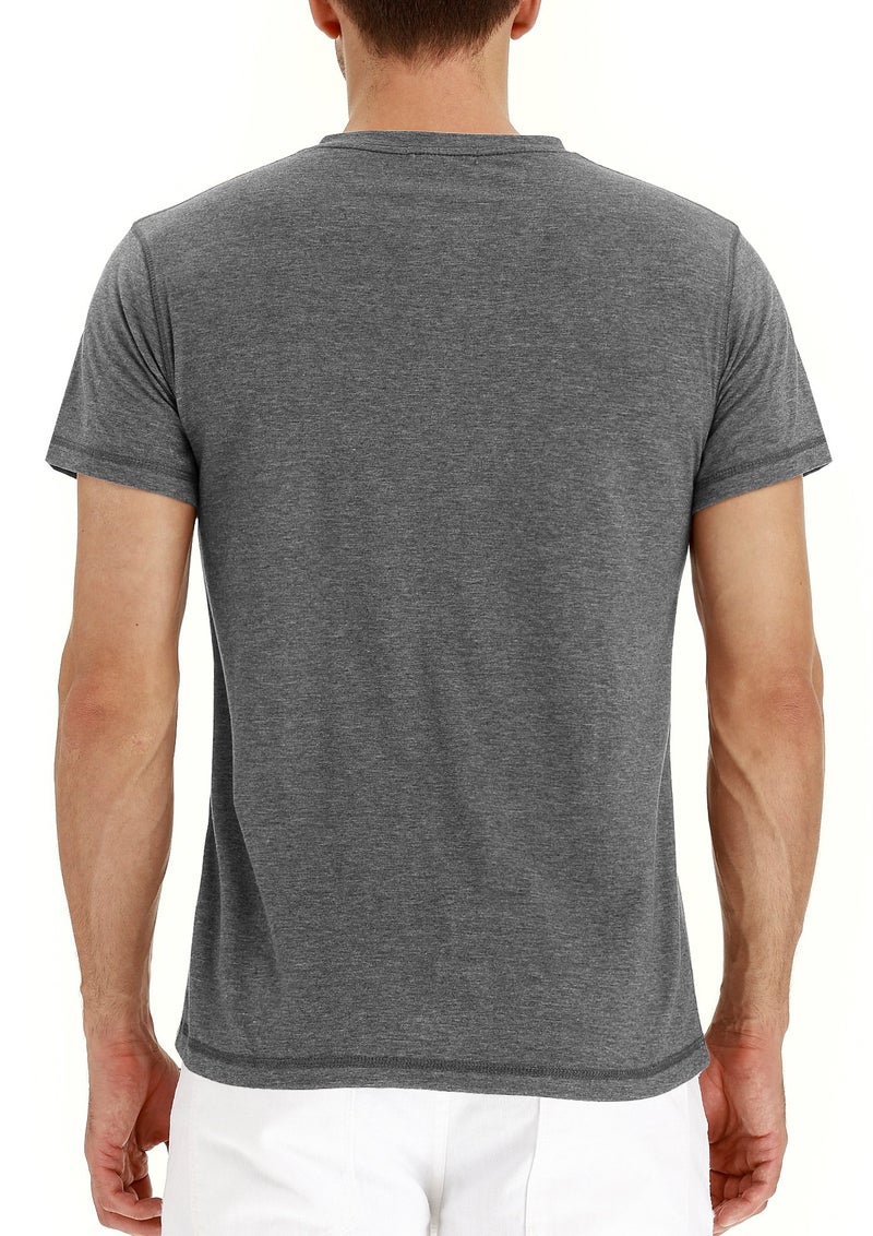 NITAGUT Mens Fashion Casual Front Placket Basic Short Sleeve Henley T-Shirts (XL, 02 Dark Gray) - Image 3